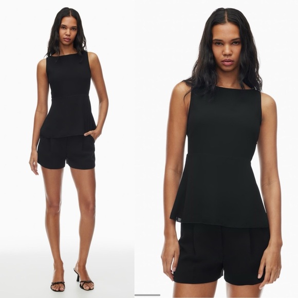 Aritzia Wilfred Knightley Top in Black Size Small Chiffon boatneck blouse - Picture 1 of 15